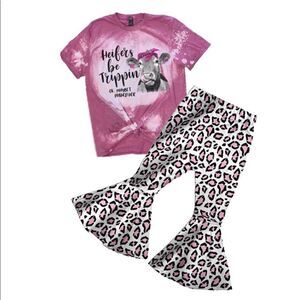 Toddler girls cow print shirt & pants NEW